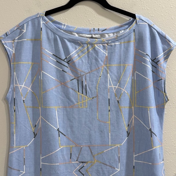 Prana XL Blue Sheen Jigsaw Sanna Dress Cap Sleeve Casual Athleisure Performance - Picture 6 of 7